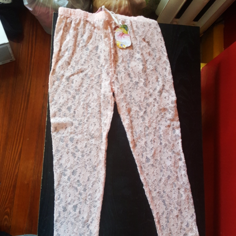 Pink Lace Leggings
